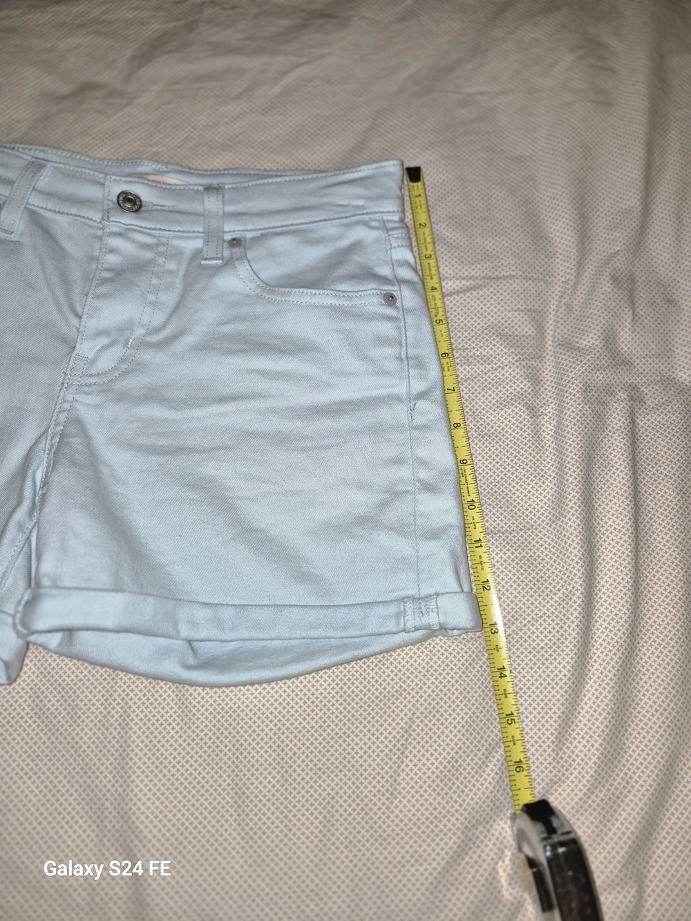 Levi's  Pale Blue Denim High-Waist Shorts - Picture 4 of 4